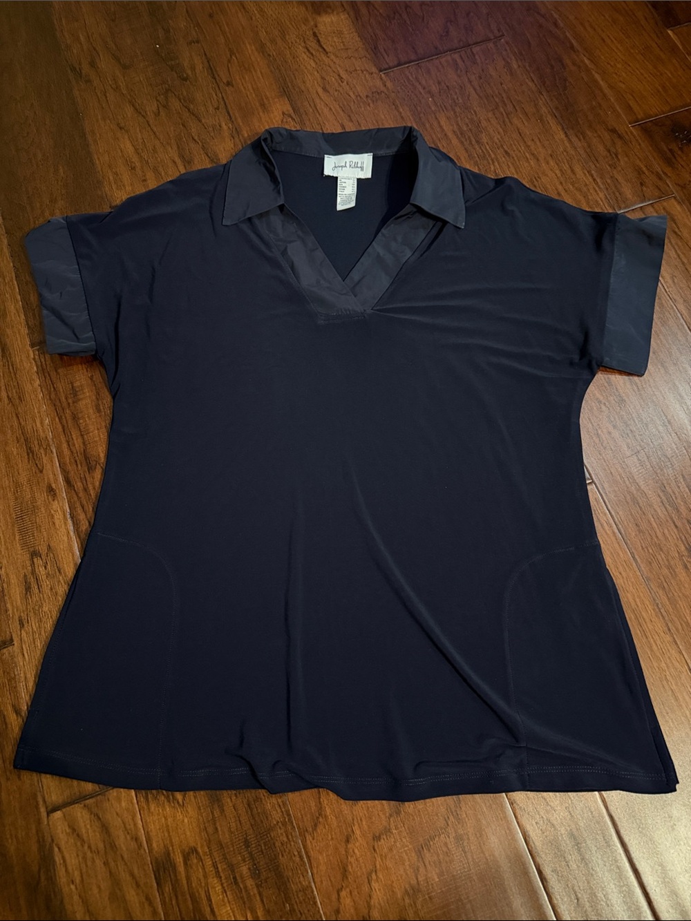 Joseph Ribkoff Navy V-Neck Short Sleeve Polo Tee
